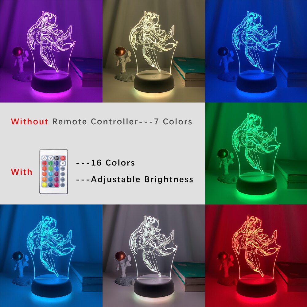 Led Lamp Genshin Impact Raiden Shogun for Kid Bedroom Decoration Birthday Gift Genshin Impact Baal Led Night Light Game