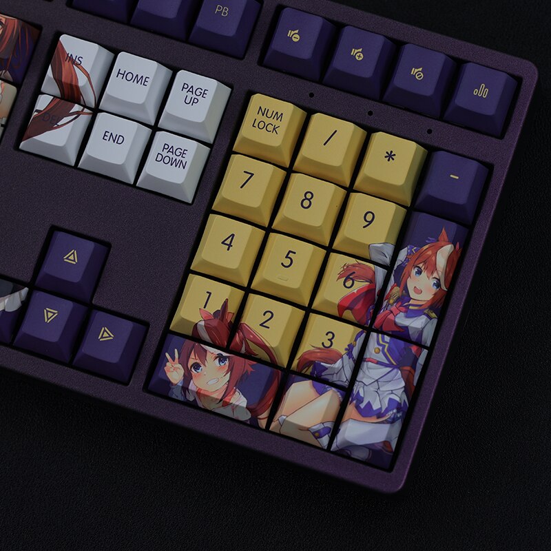 108 Keys/set 5 Sides PBT Dye Subbed Keycaps Cartoon Anime Gaming Key Caps Cherry Profile Keycap For Pretty Derby Tokai Teio