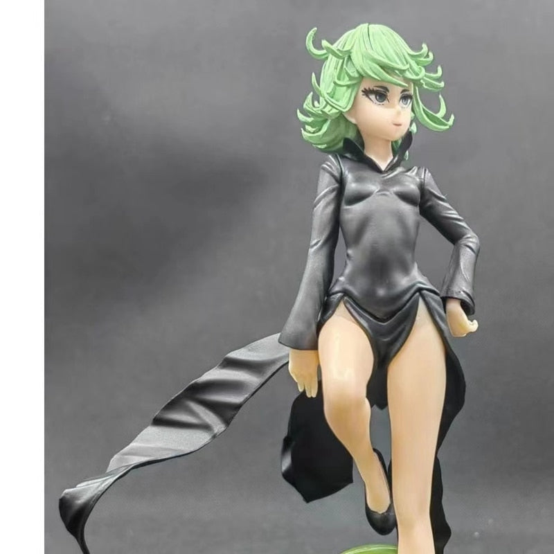 22CM Figure Anime ONE PUNCH-MAN Tatsumaki Shivering Sexy Black Dress Standding Pose Dolls Toy Gift Collect PVC Material