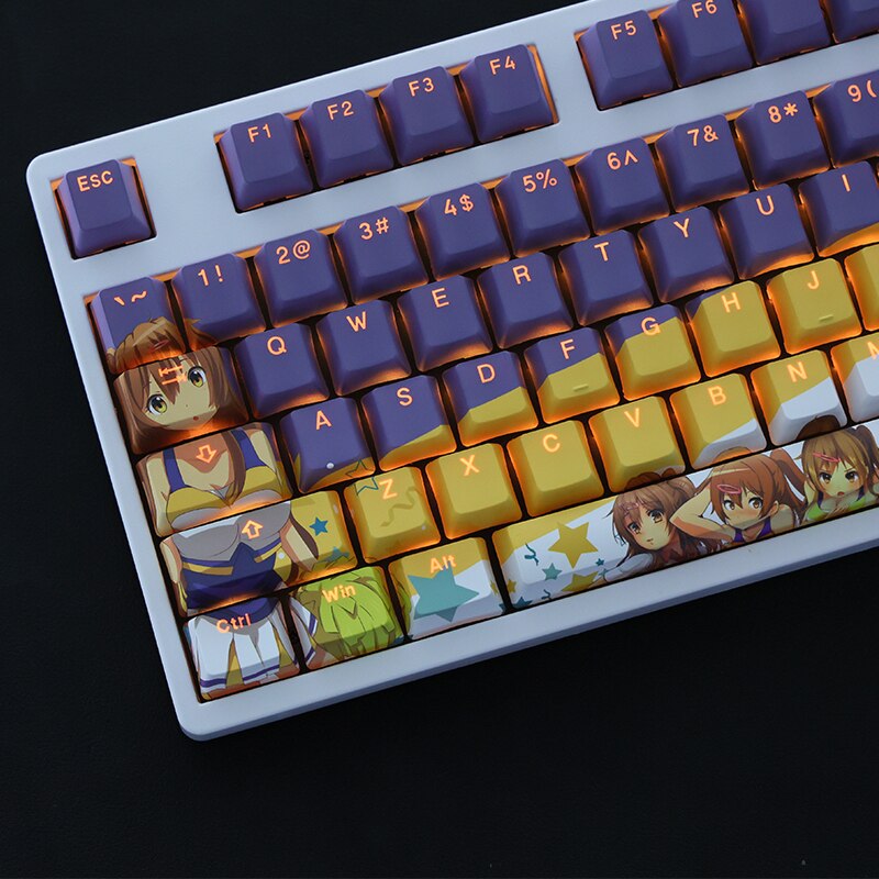 108 Keys PBT Dye Subbed Keycaps 2 Dimensional Cartoon Anime Gaming Key Caps OEM Profile Backlit Keycap For Love Mori Summer