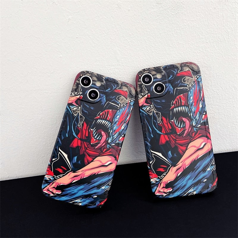 Luxury Japan Chainsaw Man Pattern Phone Case For IPhone 14 13 11 12 Pro Max XS Max  XR X 7 8 Plus SE2 Anime Silicone Cover Funda