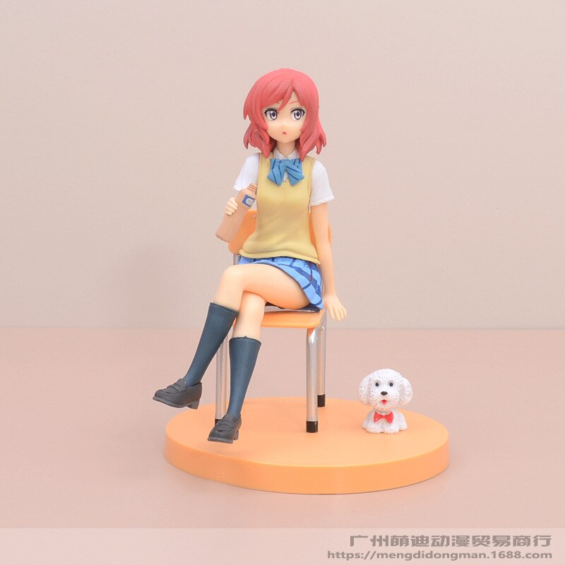 Hot Anime LoveLive!School idol project Figure Nishikino Maki Minami Kotori School Uniform Sitting Cute Puppy Model 14CM PVC Gift