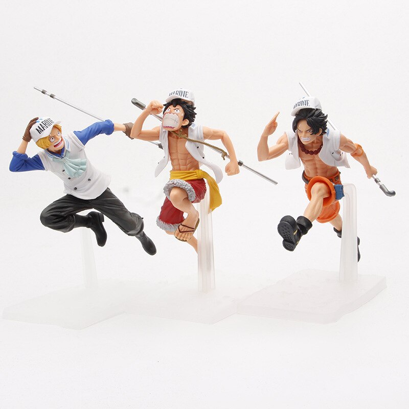 17cm One Piece Anime Figures Running Brother Monkey D Luffy Portgas Ace Sabo Action Figure Collection Model Ornaments Toys Gifts