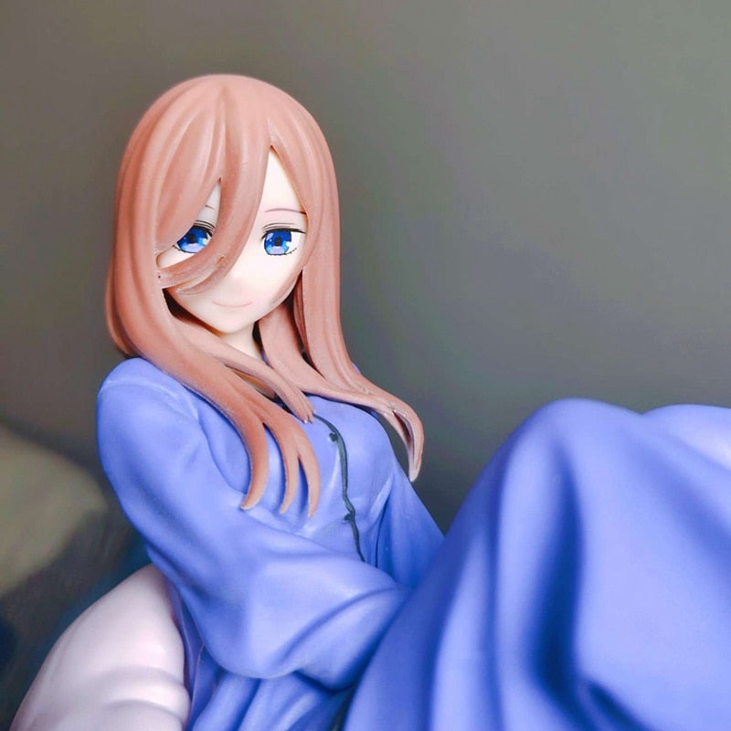 Hot Anime The Quintessential Quintuplets Figure Nakano Miku Figure Purple Pajamas Sexy Model Toy Long Hair Ornament Gift