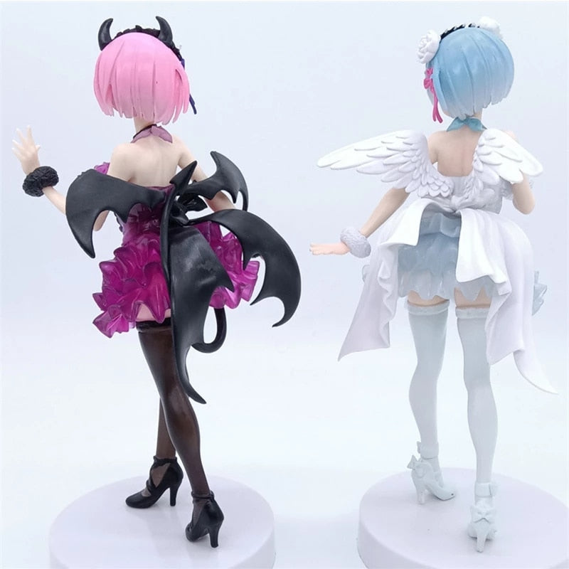 16CM Anime Figure Rem Re:Life In A Different World From Zero Kawaii Black and White Angel Model Dolls Toy Gift Collect Box