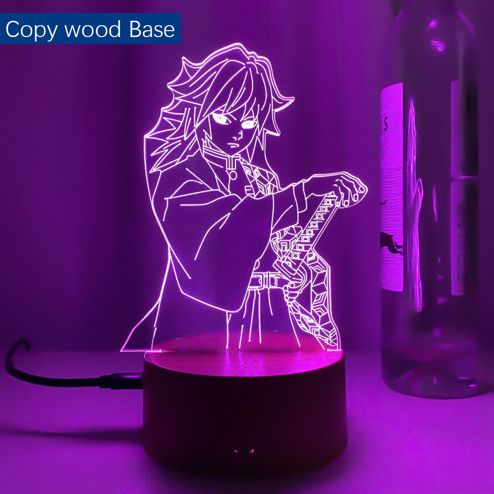 Led Light Anime Demon Slayer Giyu Tomioka for Child Bedroom Decor Lighting Birthday Gift Manga 3d Night Lamp Kimetsu No Yaiba