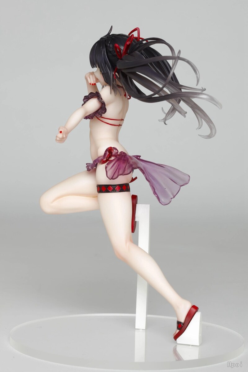 Anime Figure DATE A LIVE Tokisaki Kurumi Sexy Swimsuit Standing Girl  Action Figure Black Base Model Sculpture Ornament 21CM