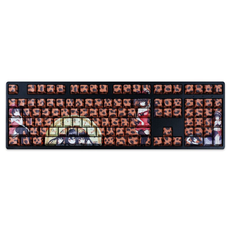 108 Keys PBT Dye Subbed Keycaps Cartoon Anime Gaming Key Caps DATE A LIVE Backlit Keycap Leopard Print Tokisaki Kurumi