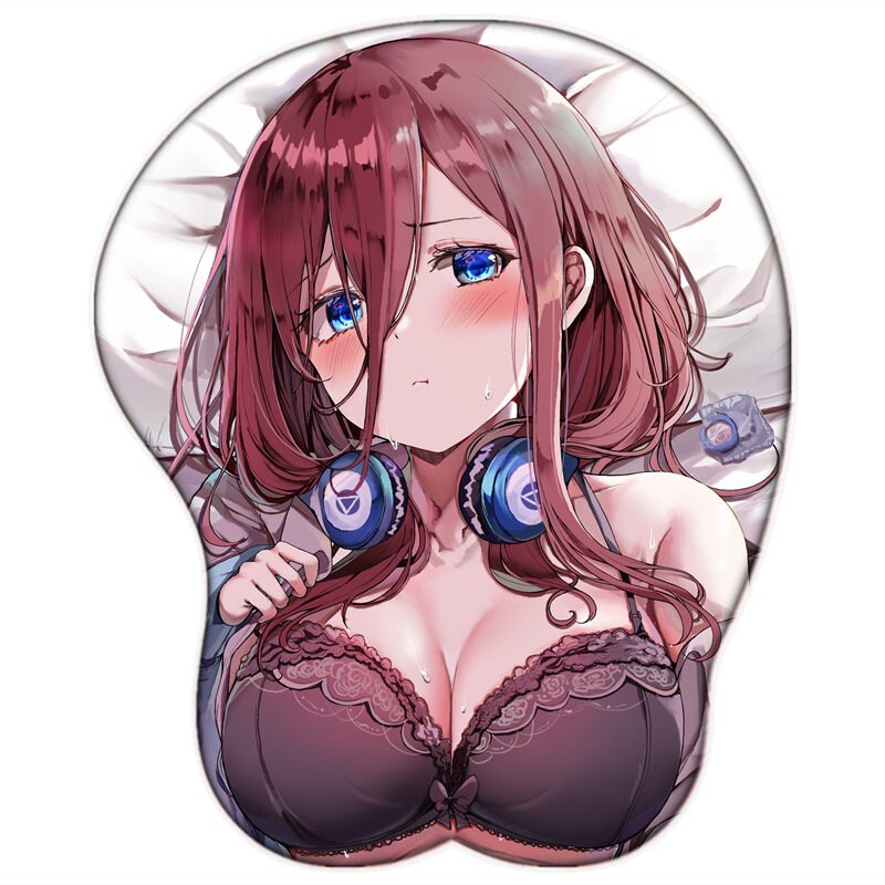 Anime Boobs Mat Go-toubun No Hanayome Nakano Miku Sexy Big Breast 3D Mouse Pad with Wrist Oppai Silicone Gel Manga Cute Pad