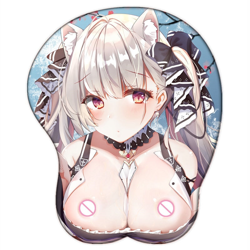 Azur Lane Sexy Big Oppai 3D Mouse Pad with Wrist Rest Silicone Gel Gaming Cute Desk Pad for Gamer