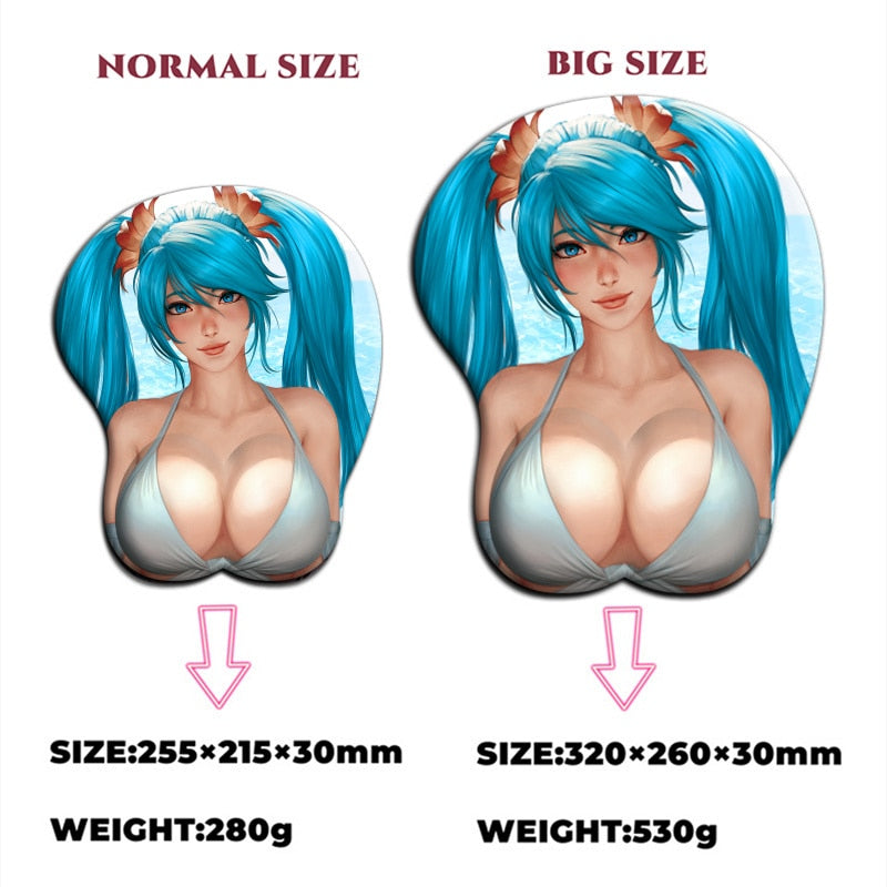 League of Legends LOL Sona Sexy Big Breast Gaming Anime 3D Mouse Pad Wrist Oppai Silicone Gel Mouse Pad