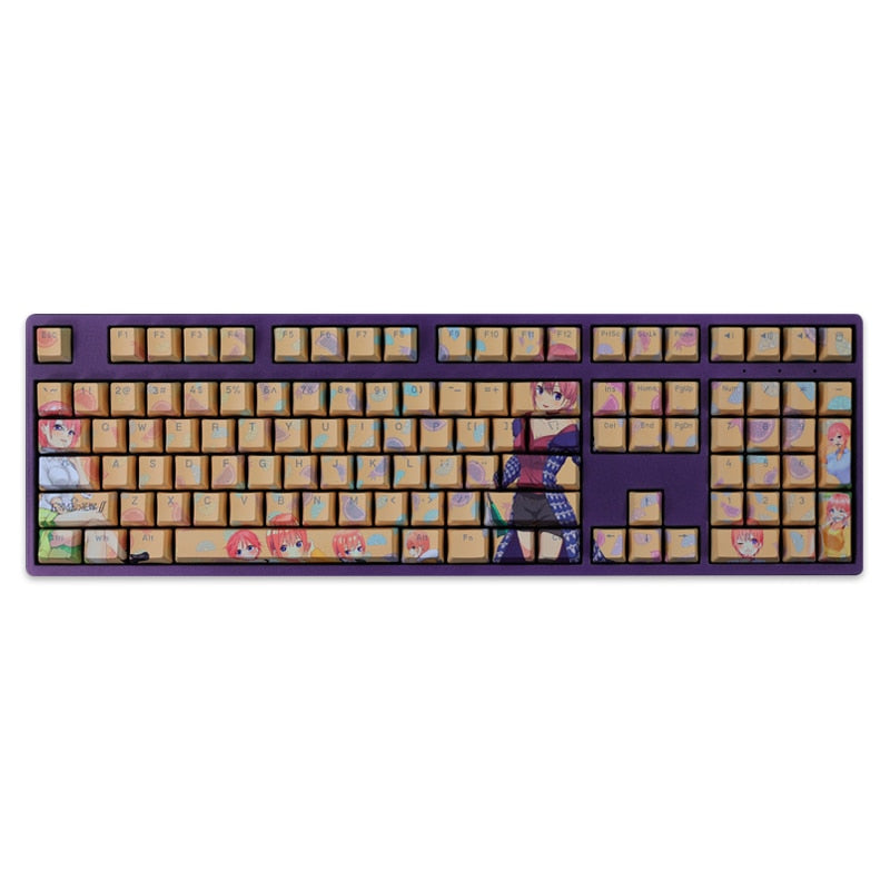 108 Keys PBT Dye Subbed Keycaps Two Dimensional Cartoon Anime Gaming Key Caps OEM Profile Backlit Keycap For Nakano Ichika