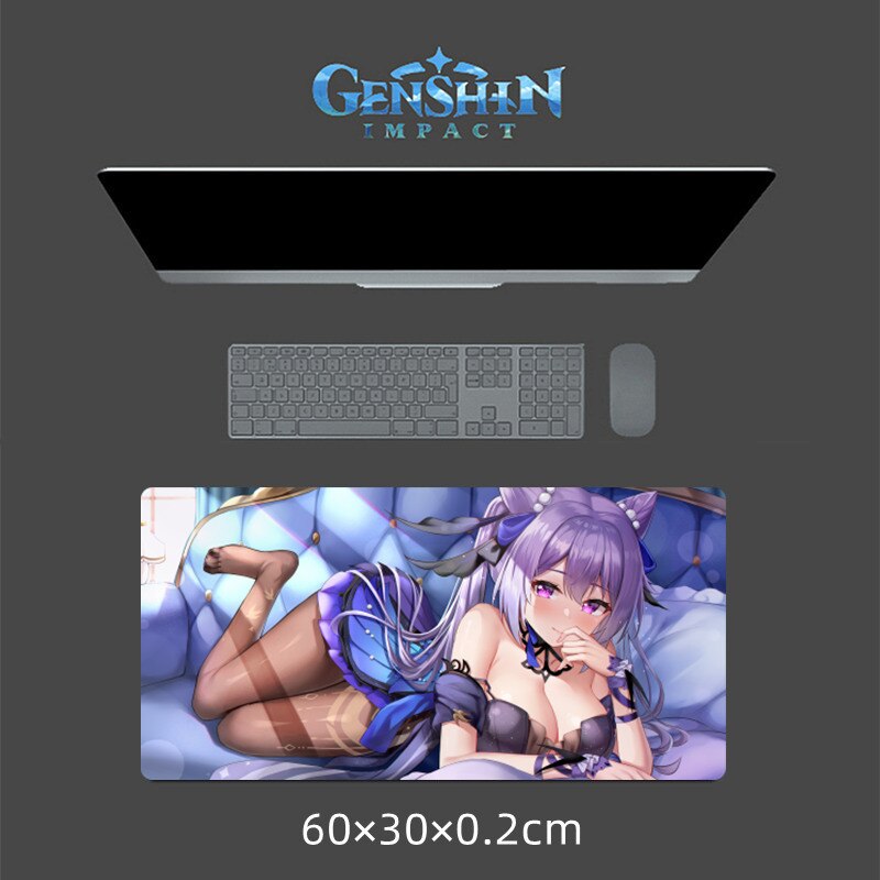 Keqing (opulent Splendor) Genshin Impact Sexy 3D Raised Nipples Chest Mouse Pad Gaming Anime MousePad Oppai XXL Large Desk Mat