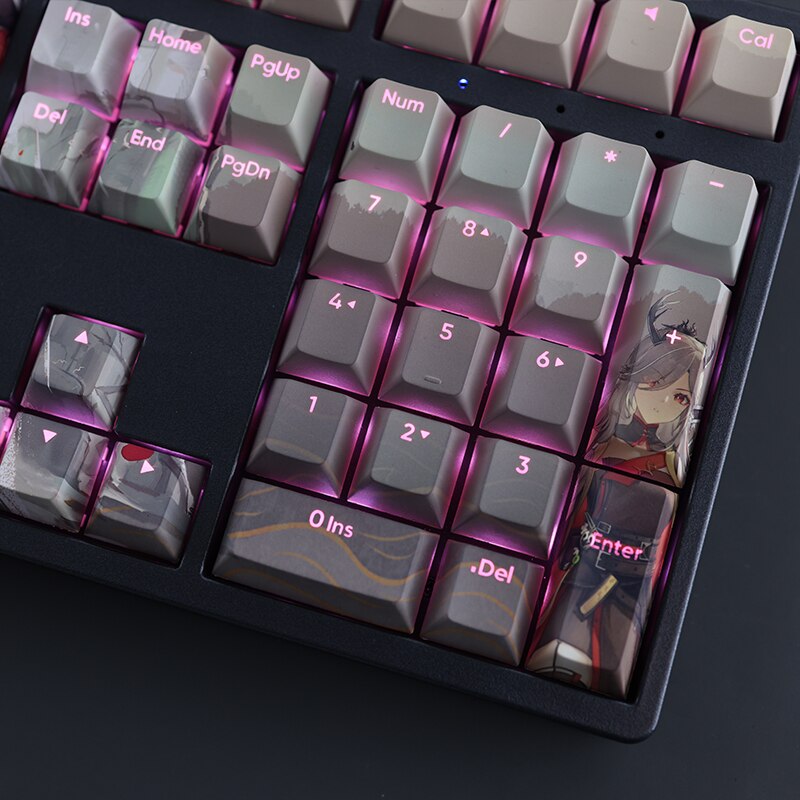 108 Keys/set Arknights Qiubai Keycap PBT Dye Subbed Backlit Keycaps Anime Gaming Key Caps For ANSI 61 87 104 108 Layout Keyboard