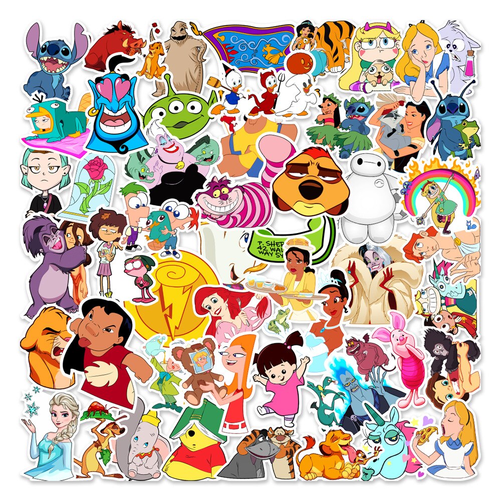 10/30/50pcs Disney Mix Cartoon Anime Stickers Graffiti Decals Laptop Phone Guitar Luggage Skateboard Waterproof Sticker Kid Toy