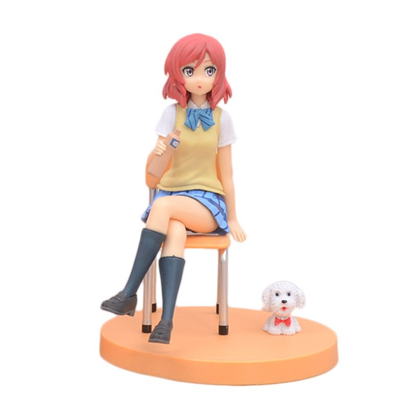 Hot Anime LoveLive!School idol project Figure Nishikino Maki Minami Kotori School Uniform Sitting Cute Puppy Model 14CM PVC Gift