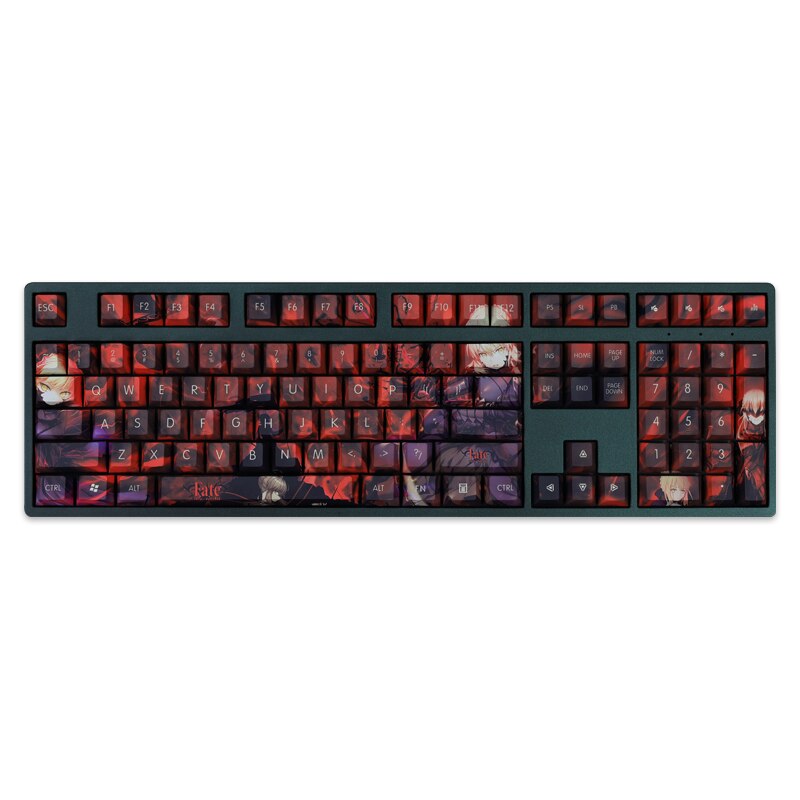 108 Keys/set 5 Sides PBT Dye Subbed Keycaps Cartoon Anime Gaming Key Caps Cherry Profile Keycap For Fate/stay Night Saber