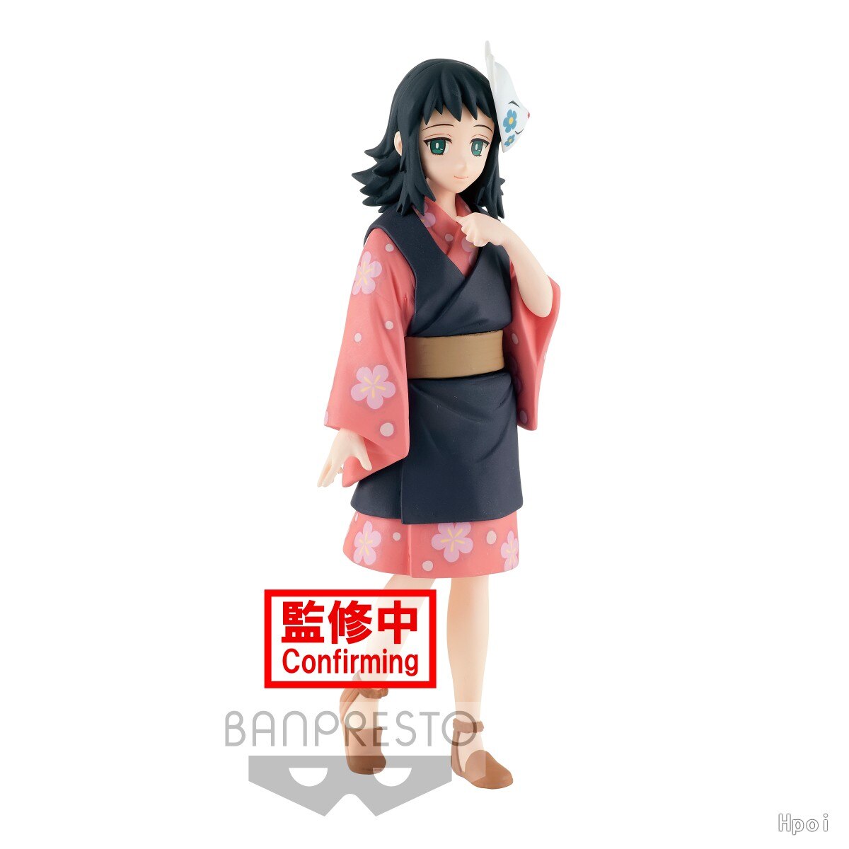 16CM Anime Demon Slayer Makomo Figure Pink Short Kimono Black Jacket Standding Model Dolls Toy Gift Collect Boxed PVC Material