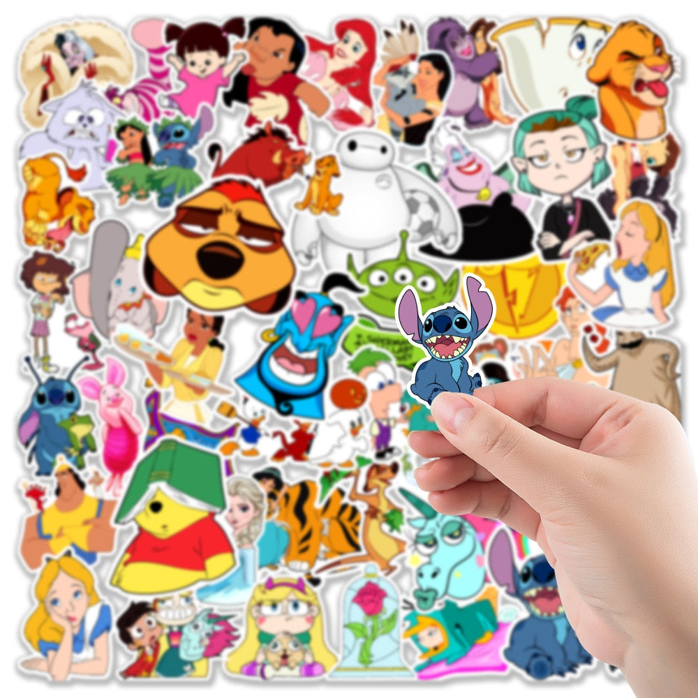 10/30/50pcs Disney Mix Cartoon Anime Stickers Graffiti Decals Laptop Phone Guitar Luggage Skateboard Waterproof Sticker Kid Toy