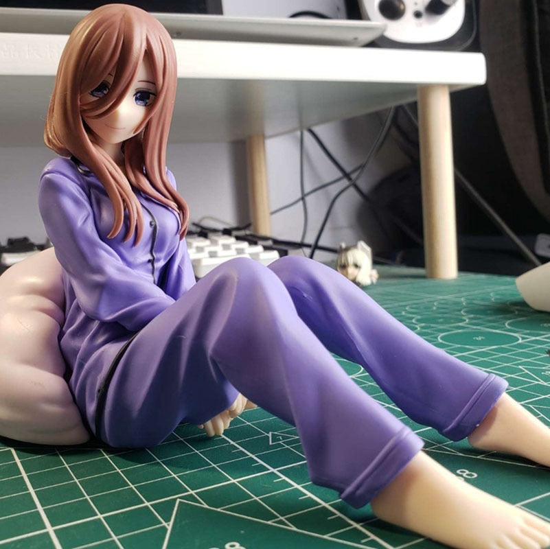 Hot Anime The Quintessential Quintuplets Figure Nakano Miku Figure Purple Pajamas Sexy Model Toy Long Hair Ornament Gift