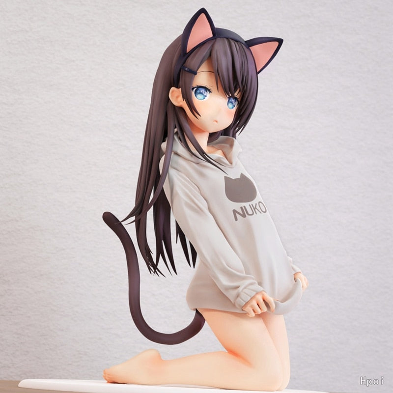 15CM Anime Character Xuzhi Lipka Figure Cute Cat Girl Kneeling Cat Ear Girl Pink Gray Box Figure Ornament Model