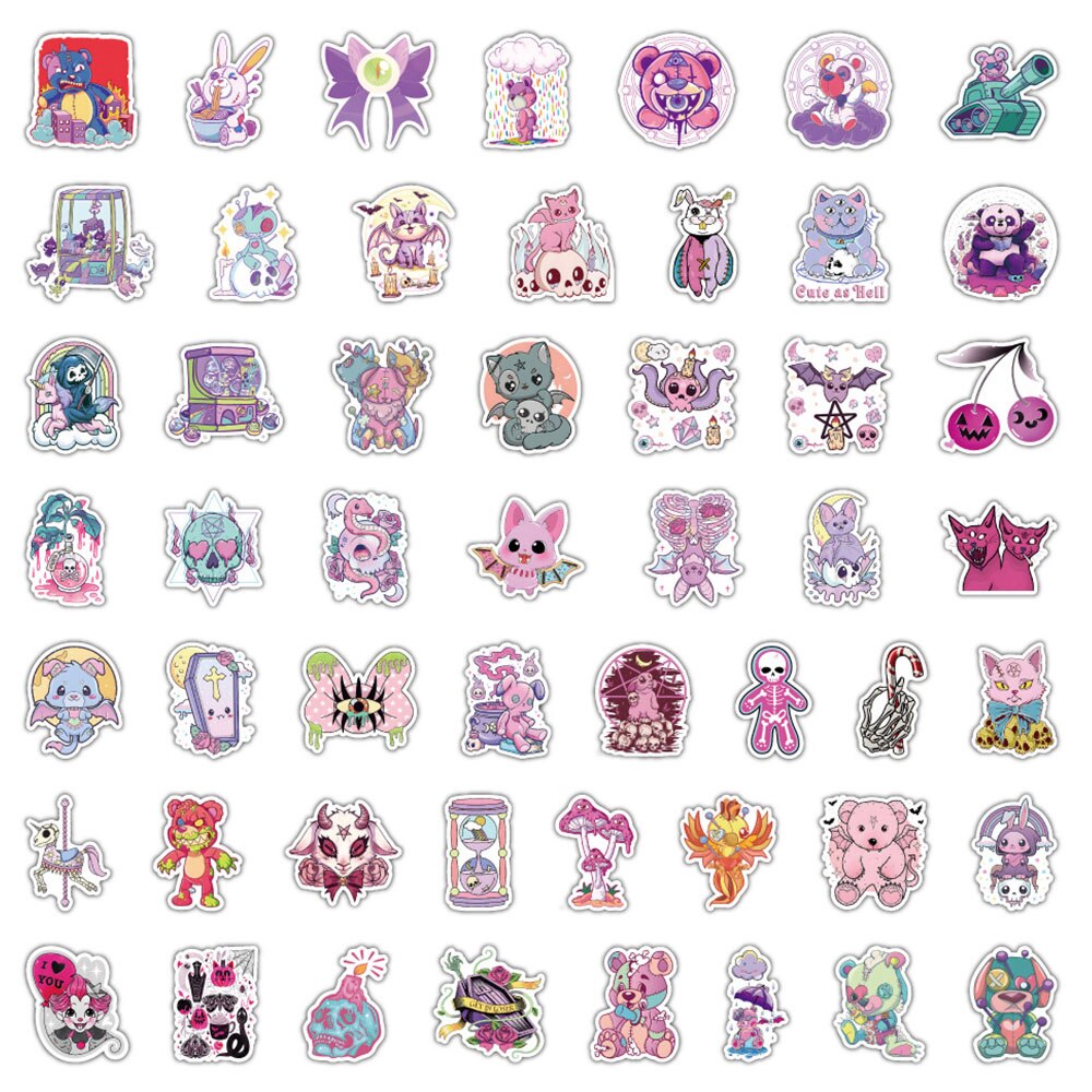 10/30/50/100PCS Cute Gothic Cartoon Horror Elements Stickers Skull Cursed Doll Graffiti Decals Kids Toy DIY Laptop Phone Luggage