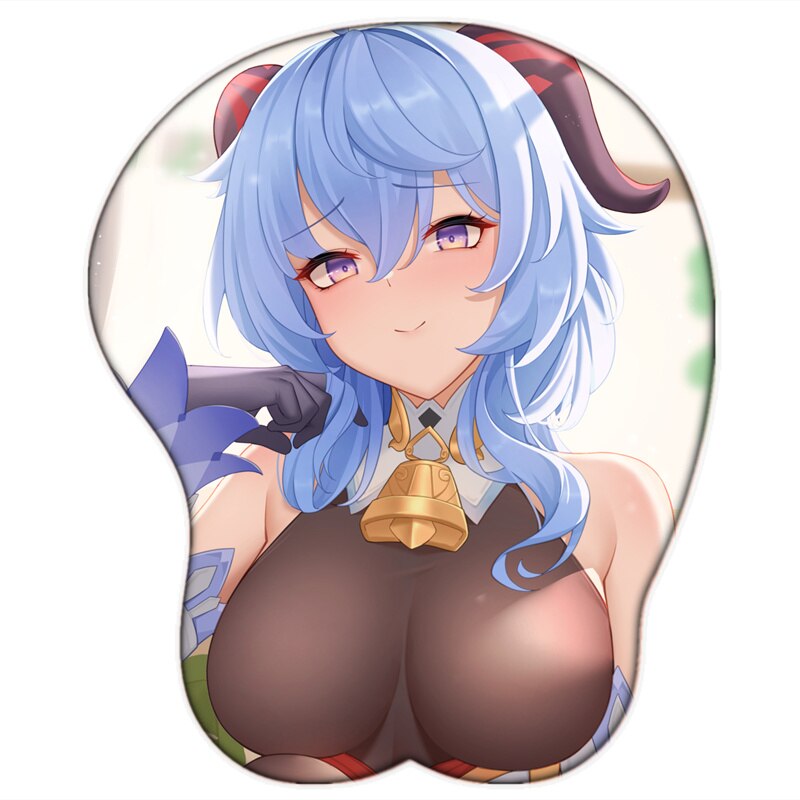 Genshin Impact Ganyu Keqing Raiden Shogun Sexy Oppai 3D Mouse Pad with Wrist Rest Soft Silicone Kawaii Aldult Boobs Desk Pad