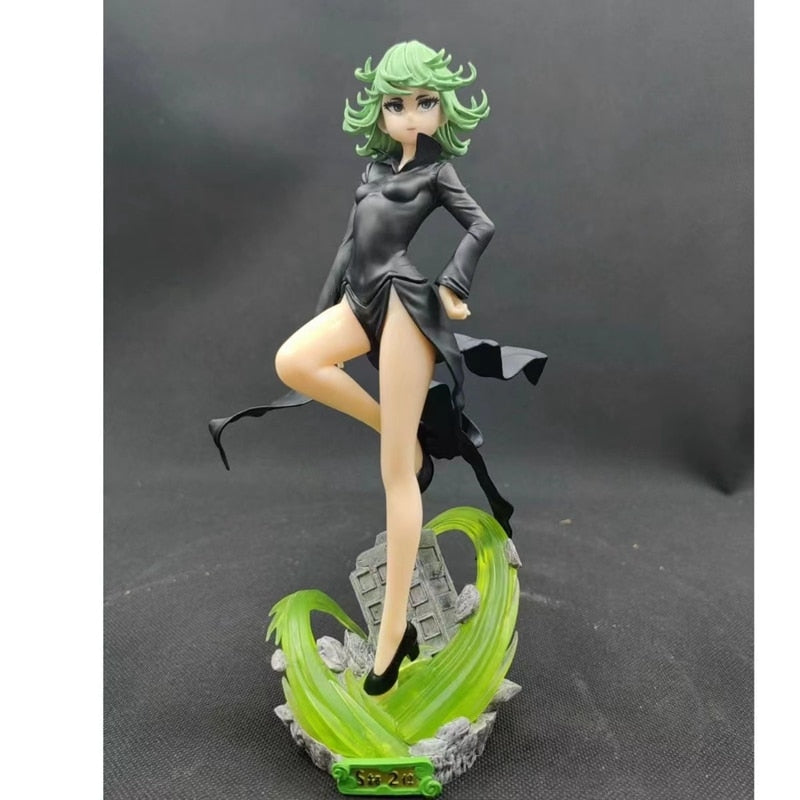 22CM Figure Anime ONE PUNCH-MAN Tatsumaki Shivering Sexy Black Dress Standding Pose Dolls Toy Gift Collect PVC Material