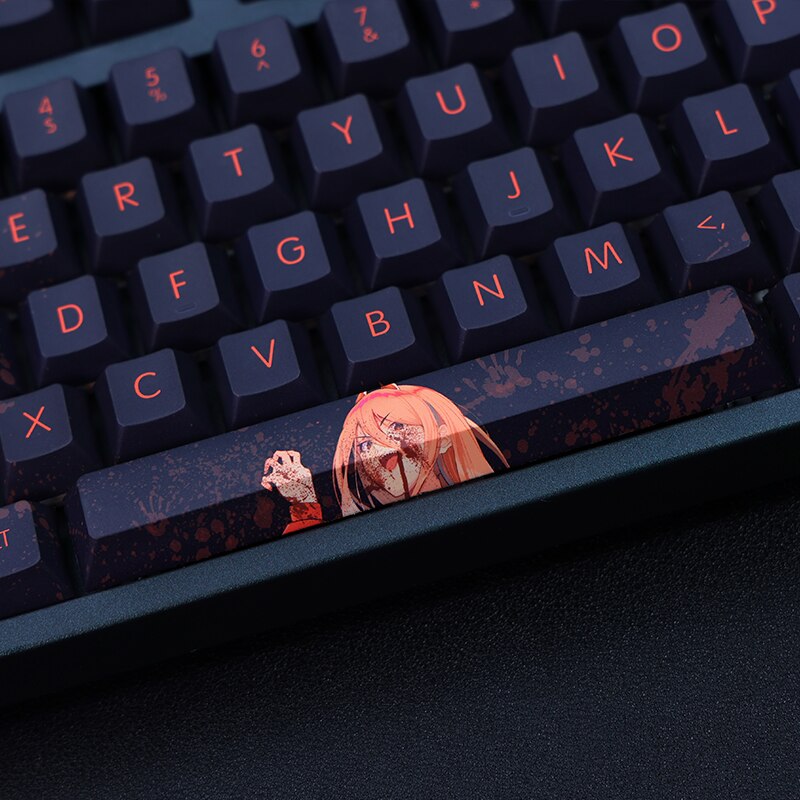 1 Set PBT Dye Subbed Keycaps Two Dimensional Cartoon Anime Gaming Key Caps Cherry Profile Keycap For Chainsaw Man Power