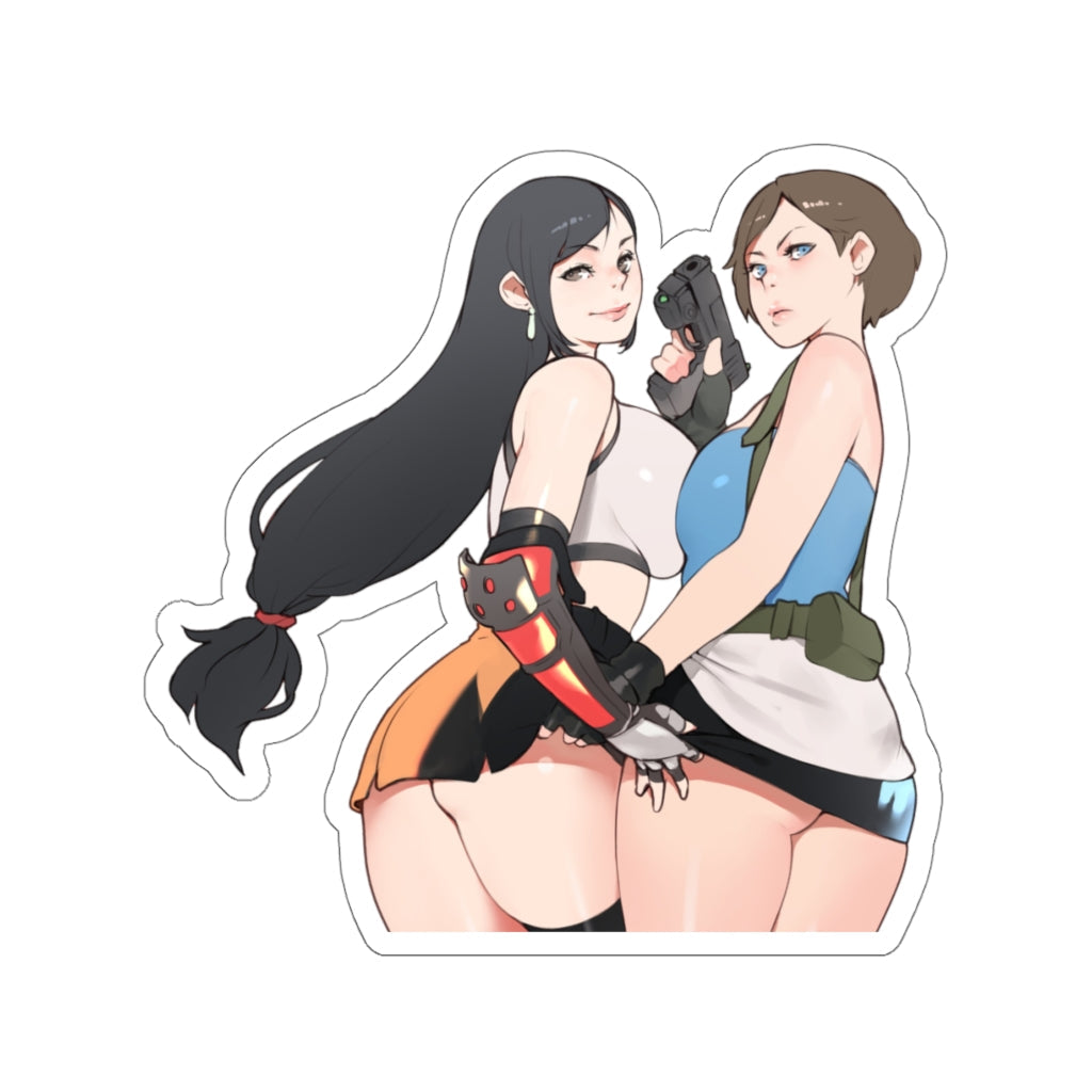 Final Fantasy 7 X Resident Evil 3 Waterproof Sticker - Tifa and Jill Valentine Waifus Ecchi Vinyl Decal