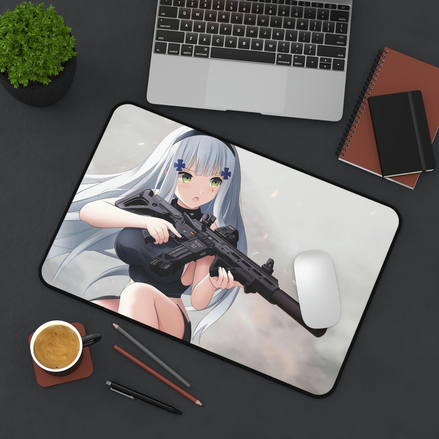 Girls Frontline Gaming Mousepad - Waifu Character Hk416 Gun Large Desk Mat