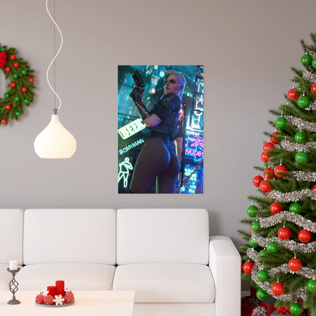 Ciri The Witcher Sexy Butt Cyberpunk 2077 Poster - Lewd Premium Matte Vertical Poster - Adult Wall Art