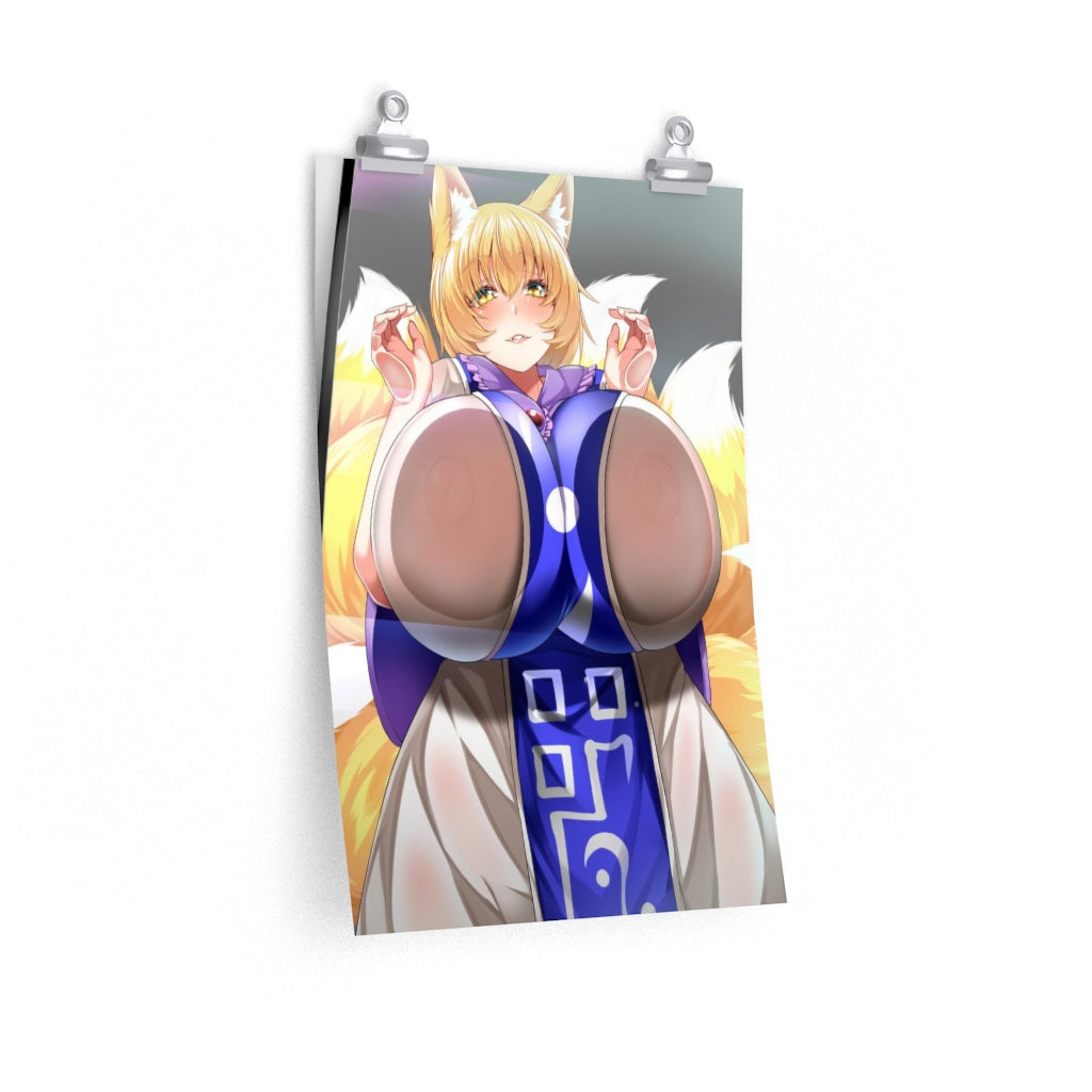 Yakumo Ran Touhou Huge Boobs Press Poster - Lewd Premium Matte Vertical Poster - Adult Wall Art