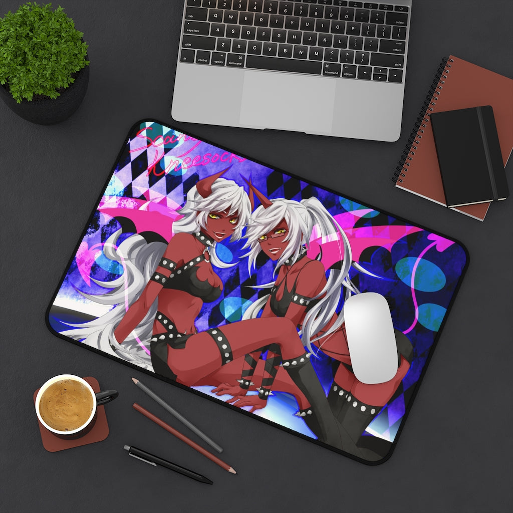 Panty and Stocking with Garterbelt Sexy Devil Waifus Scanty and Kneesocks Desk Mat - Non Slip Mousepad