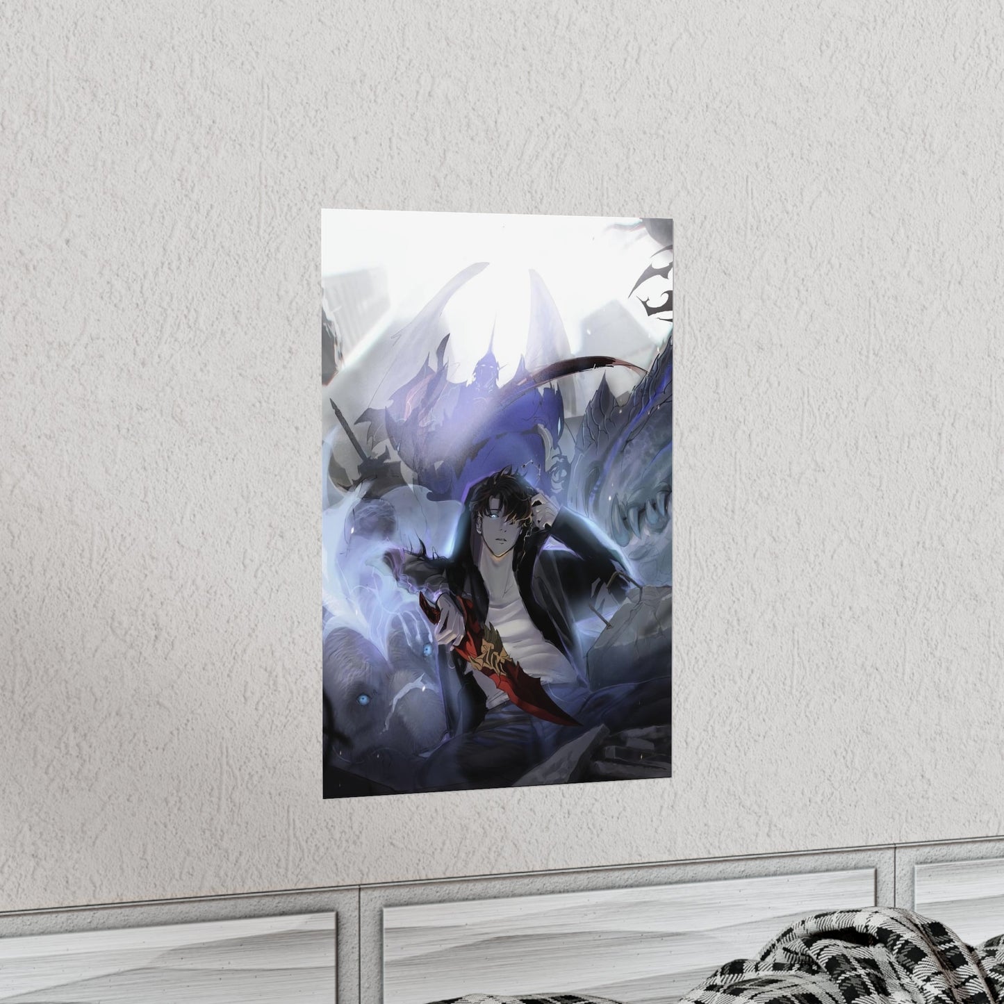 Solo Leveling Poster - Premium Matte Vertical Poster - Solo Leveling Anime Tank Kaisel Billion and Sung Jin-woo Wall Art Decor