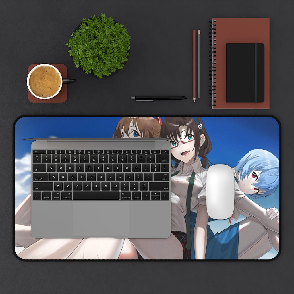 Evangelion Asuka Rei Mari Seifuku Desk Mat - Non Slip Mousepad