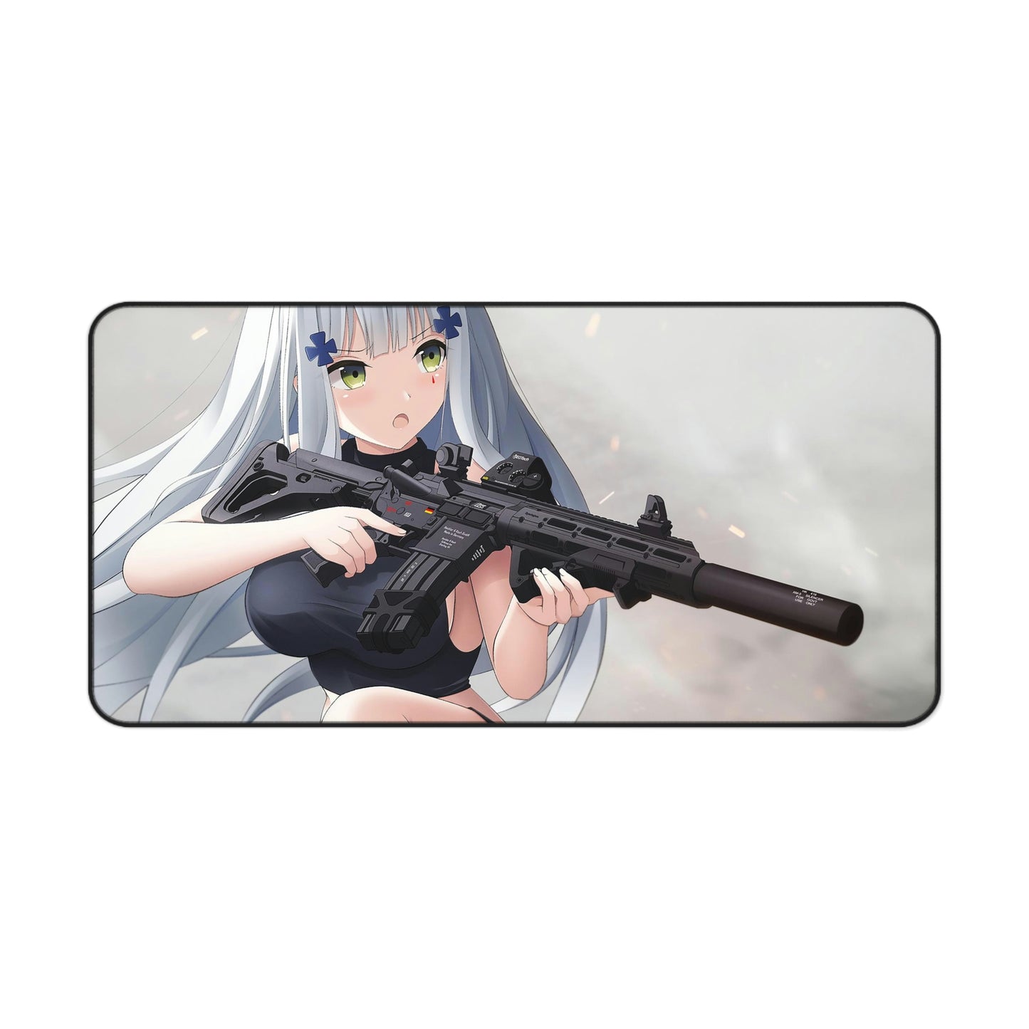 Girls Frontline Gaming Mousepad - Waifu Character Hk416 Gun Large Desk Mat