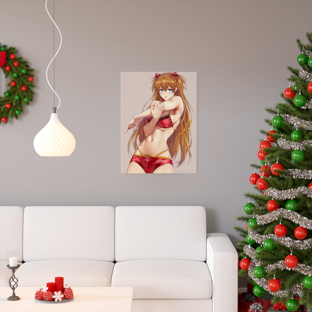 Sexy Asuka Bikini Evangelion Poster - Lewd Premium Matte Vertical Poster - Adult Wall Art