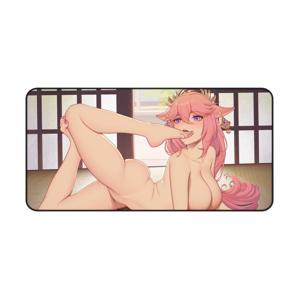 Nude Yoga Yae Miko Noelle Genshin Impact Desk Mat - Non Slip Mousepad