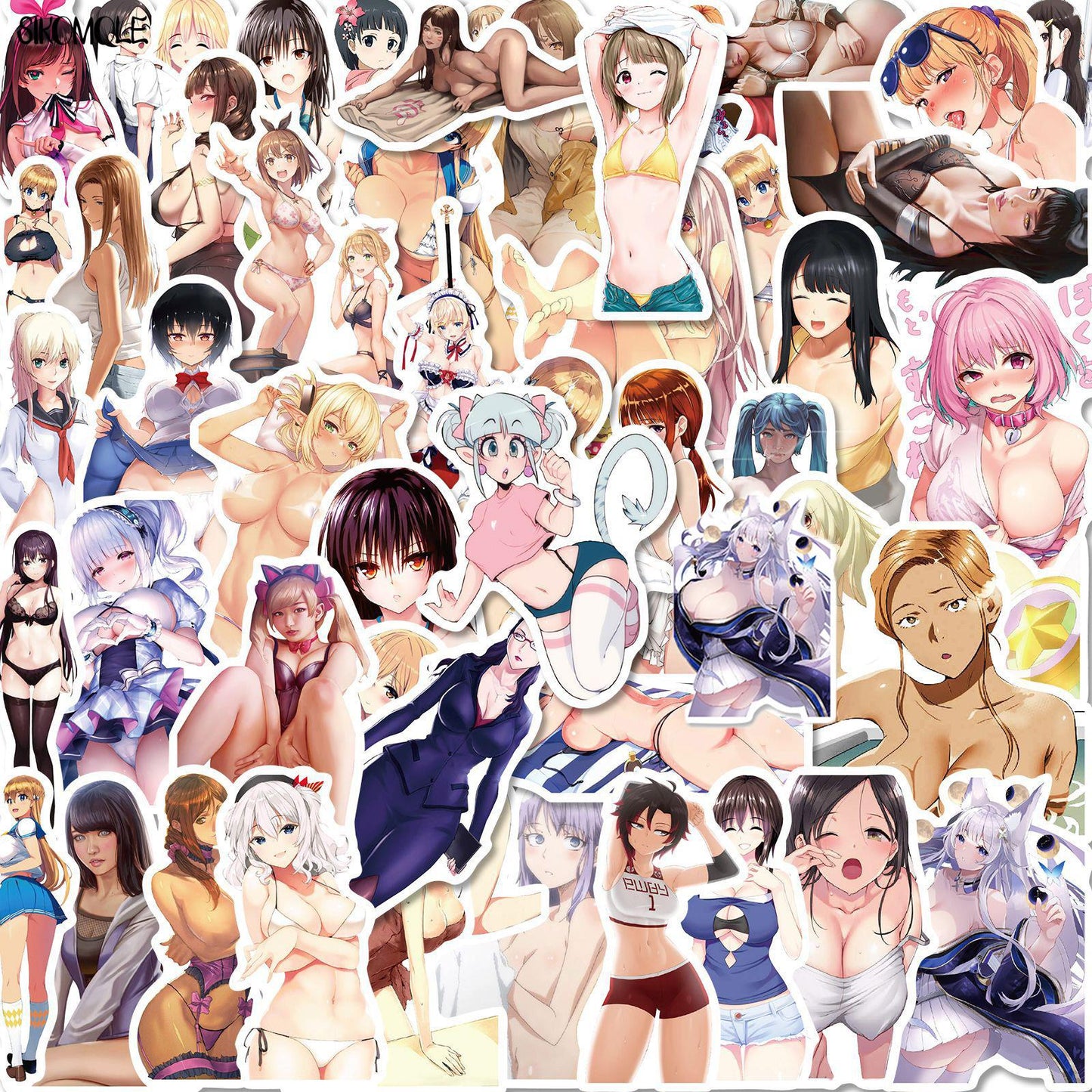 50pcs Hentai Anime Sexy Girls Stickers Waifu Adults Decals DIY Tablet Scrapbooking Luggage Phone PVC Graffiti Sticker Pack