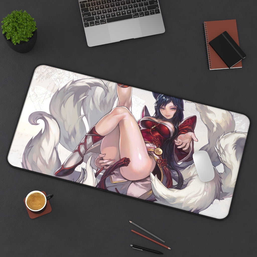 Kitsune Ahri Sexy Mousepad - League of Legends Desk Mat - LoL Ecchi Playmat