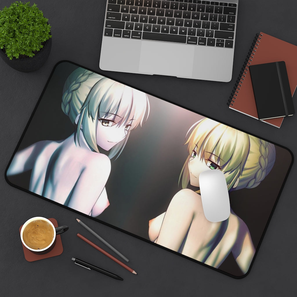 Nude Tits Artoria Pendragon and Saber Alter Fate Grand Order Desk Mat - Non Slip Mousepad