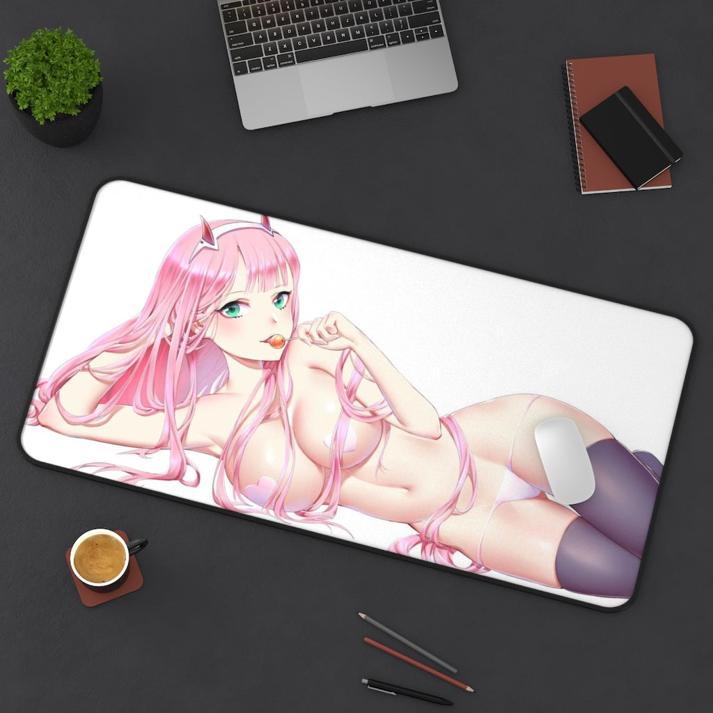 Zero Two Lollipop Sexy Pasties Darling In The Franxx Desk Mat - Non Slip Mousepad