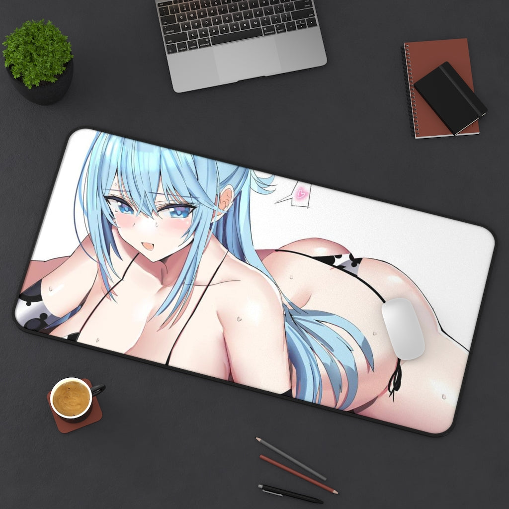 Konosuba Aqua Sexy Mousepad - Thick Cow Girl Waifu Desk Mat - Ecchi Anime Playmat