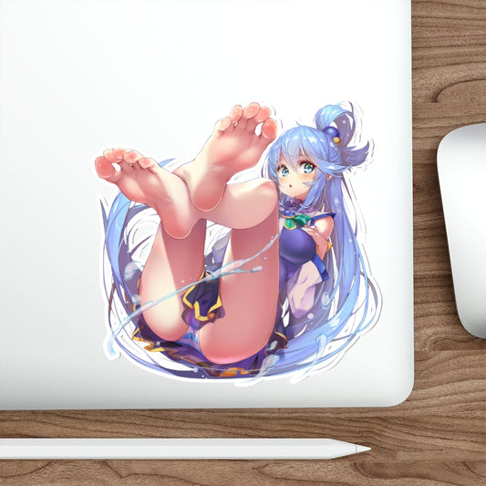 Konosuba Aqua Sexy Feet Waterproof Sticker - Ecchi Vinyl Decal