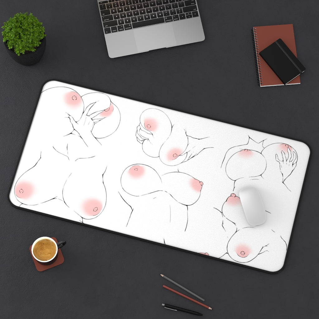 Boobs Squeeze Desk Mat - Lewd Boobs Mousepad - Hentai Playmat