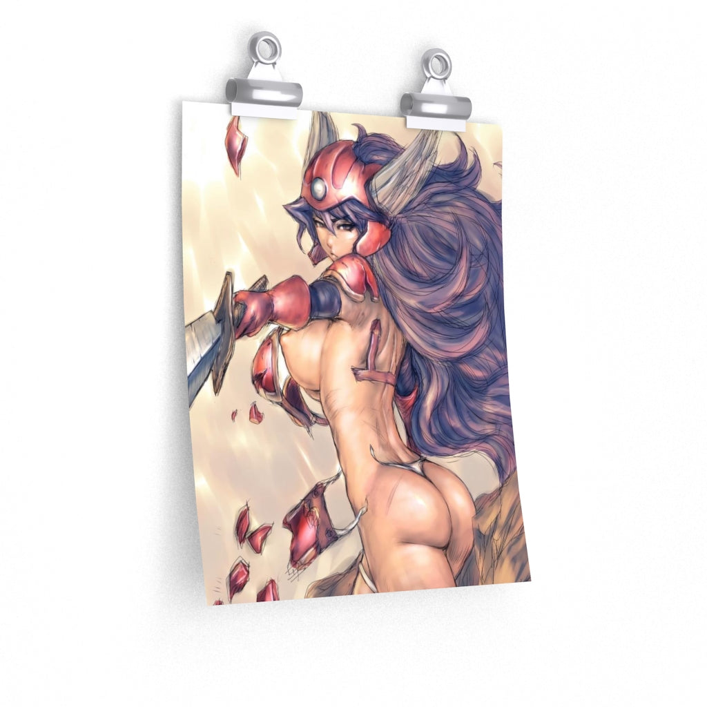 Female Soldier Dragon Quest Poster - Lewd Premium Matte Vertical Poster - Adult Wall Art