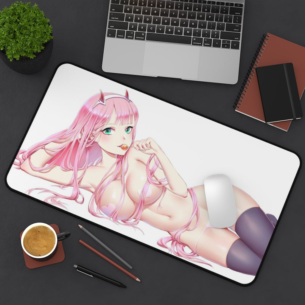 Zero Two Lollipop Sexy Pasties Darling In The Franxx Desk Mat - Non Slip Mousepad