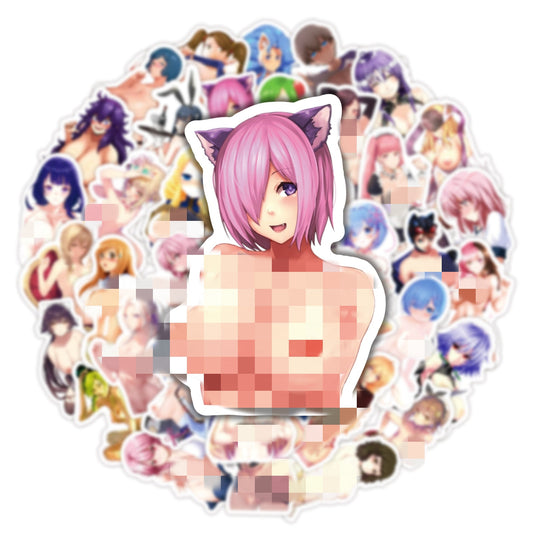 50pcs Hentai Anime Sexy Girls Stickers Waifu Adults Decals DIY Tablet Scrapbooking Luggage Phone PVC Graffiti Sticker Pack