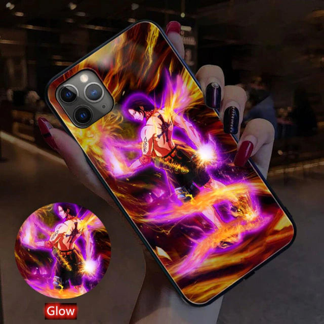 One Piece LED Light iPhone Case - For iPhone 13/12/11/X/8/7 - LED Flash Tempered Case